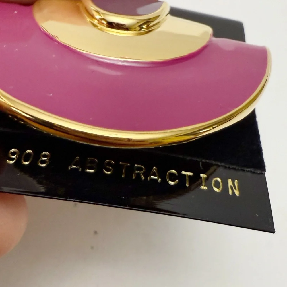 Vintage Monet Modernist Purple Hot Pink Half Circle Arched Enamel Brooch Pin